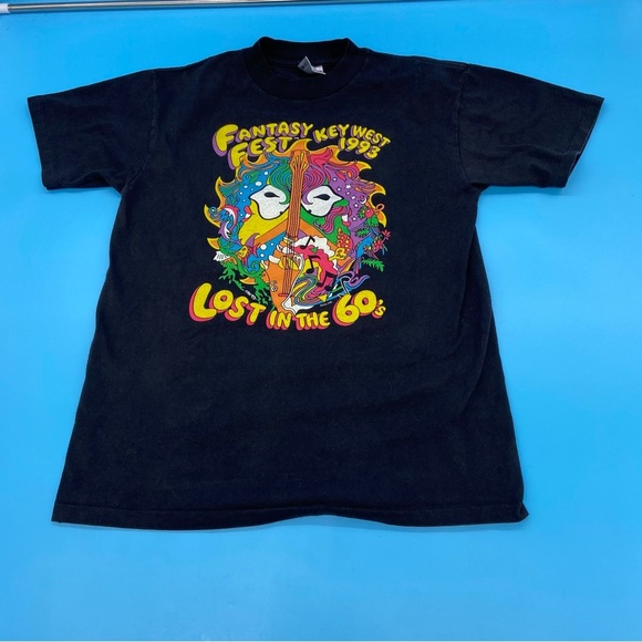 VTG Fantasy Fest '93 Key West Lost in the 60's Single Stitch T-Shirt Black Med - Picture 8 of 8